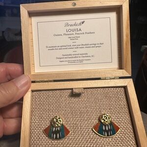 Brackish “Louisa” Gold and Multicolor Pheasant Feather Earrings